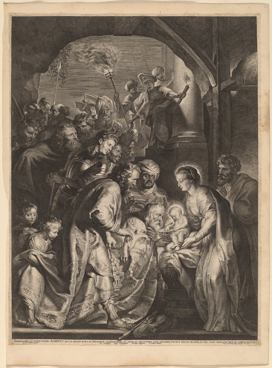 Tilbedelsen av magiene av Lucas Emil Vorsterman, after Sir Peter Paul Rubens