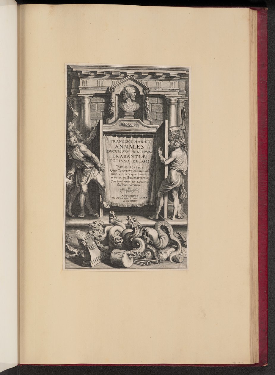 Tittelside for Franciscus van Haer, Annales Dukes or Princes of Brabantiae, III av Lucas Emil Vorsterman after Sir Peter Paul Rubens