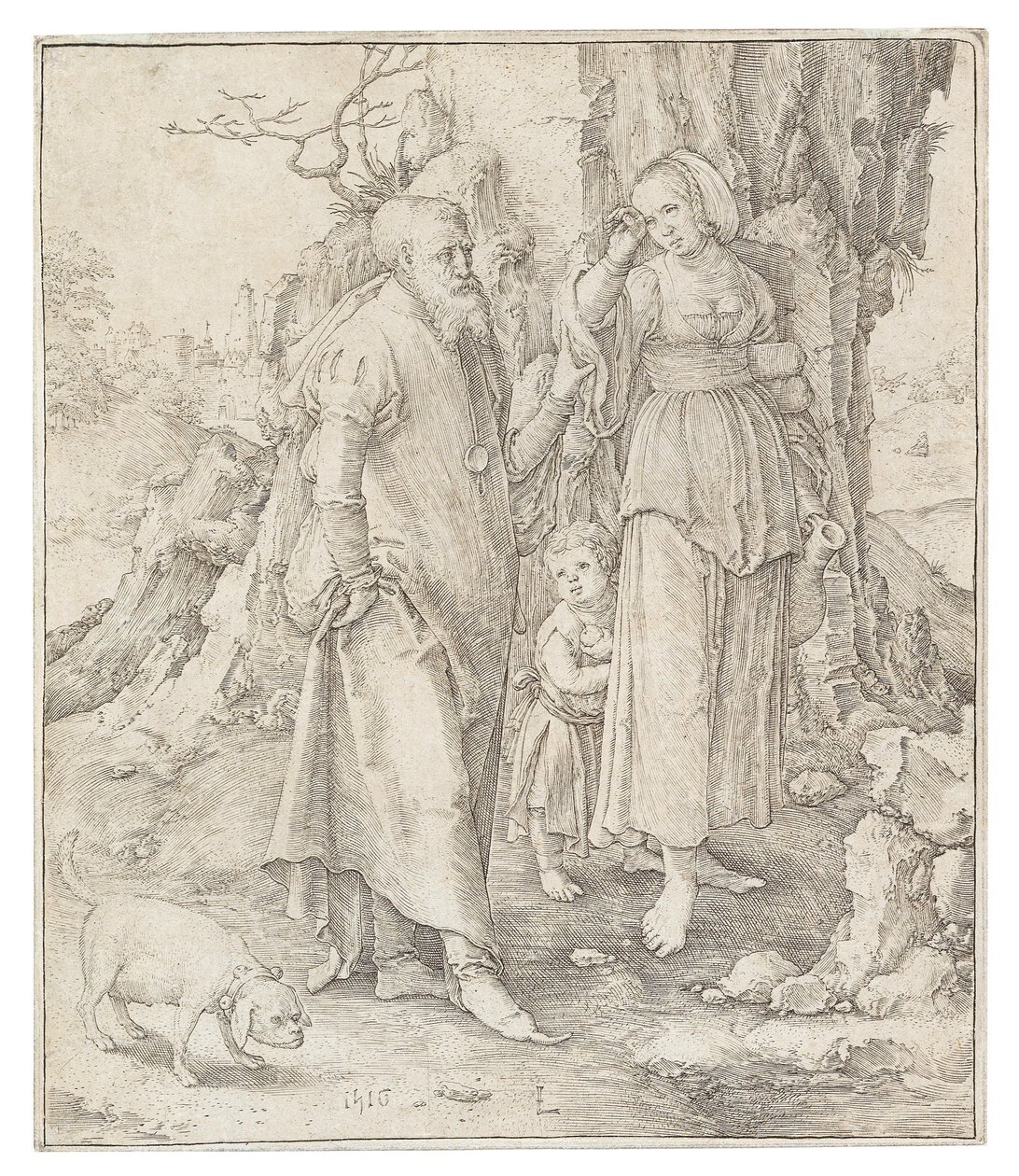 Avvisningen av Hagar, 1516. av Lucas Leyden van