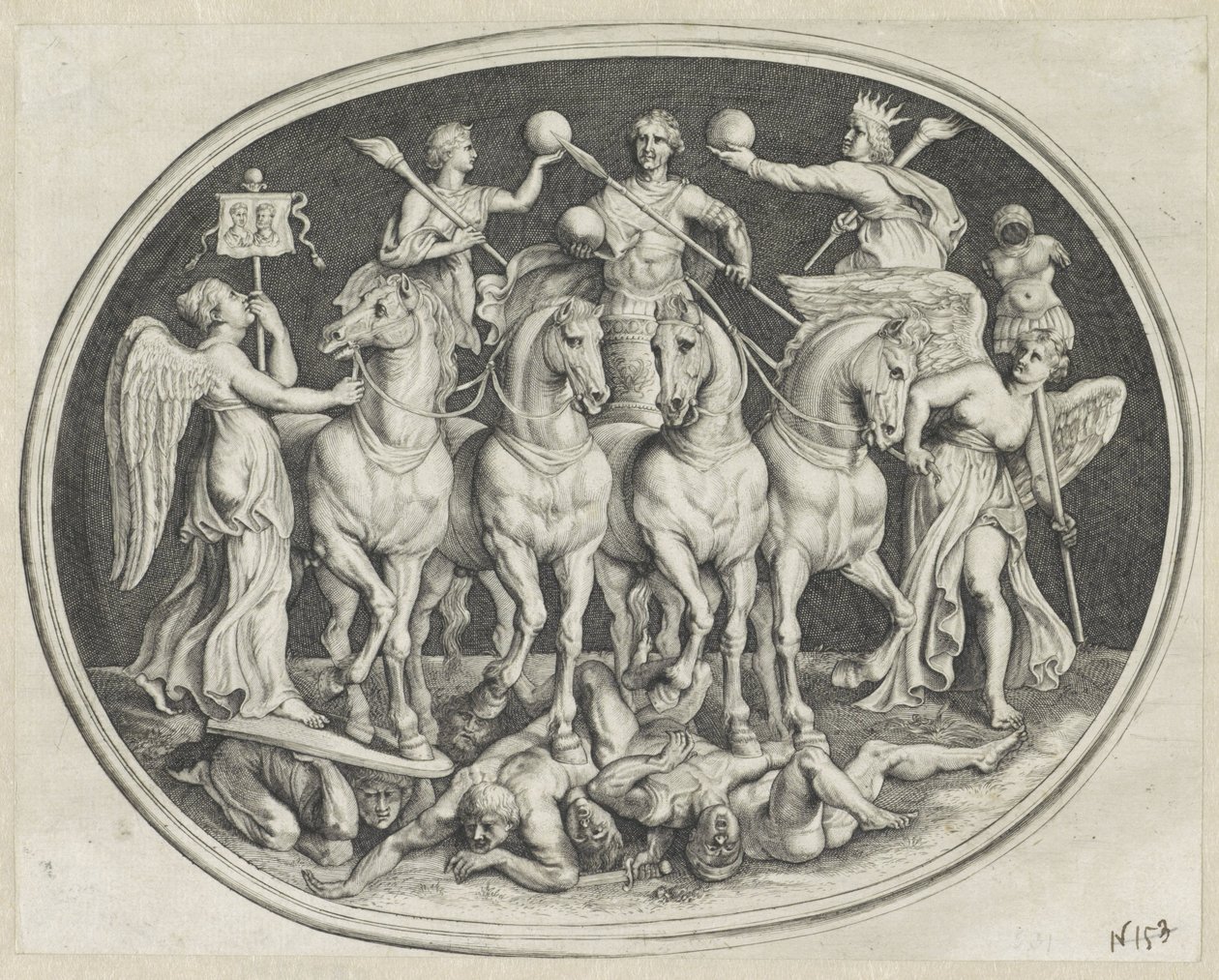 Allegorische triumf van keizer Licinius Varie Figueri de Agati Antique (serietittel) av Lucas Vorsterman (I)