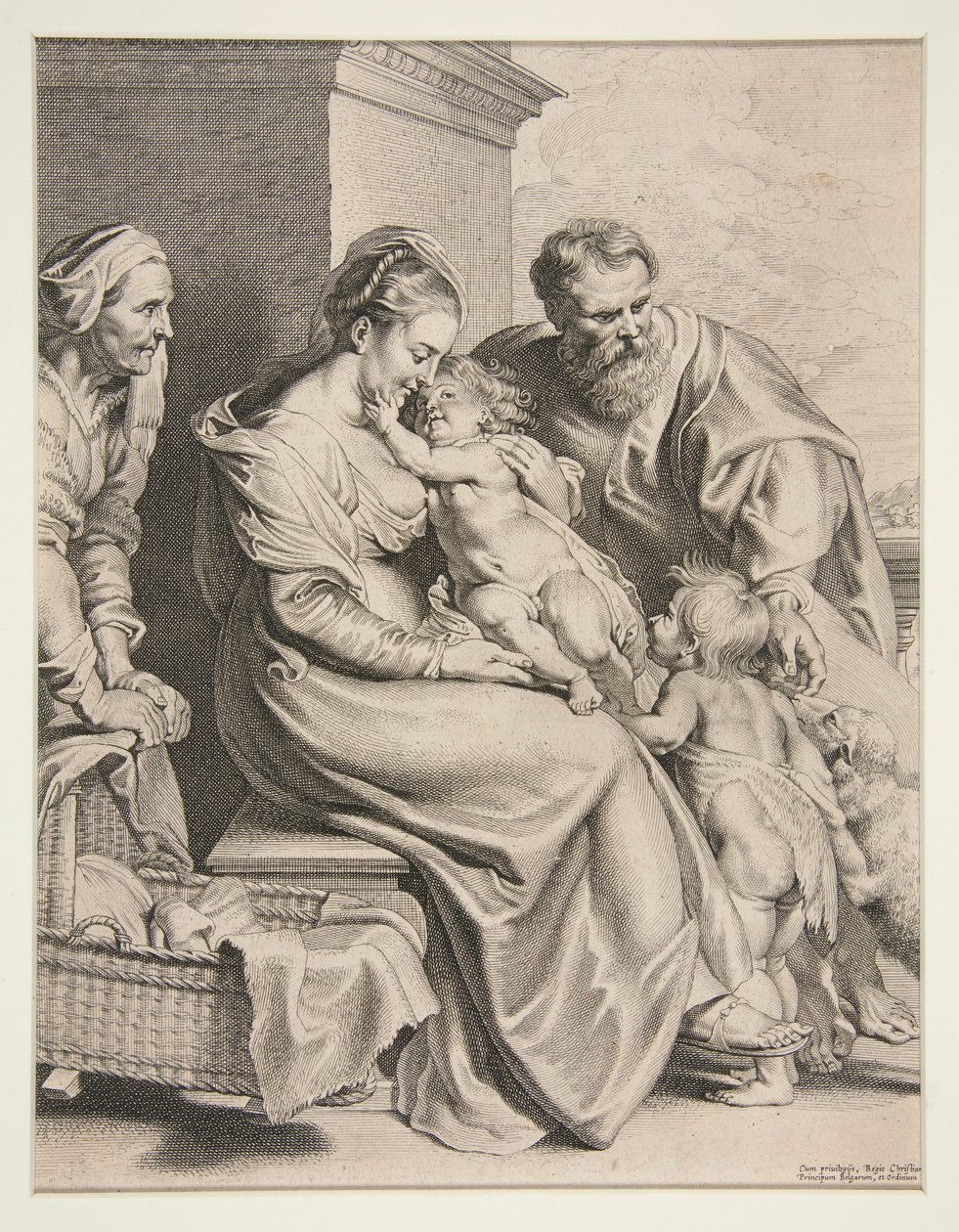Hellig familie med St. John av Lucas Vorsterman the Elder