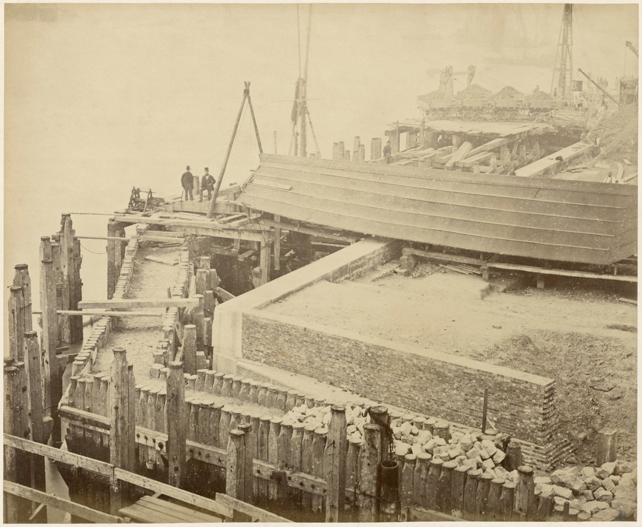 Bygging av det utvidede Limehouse-bassenget, London, mai 1869 av Lucas and Tuck