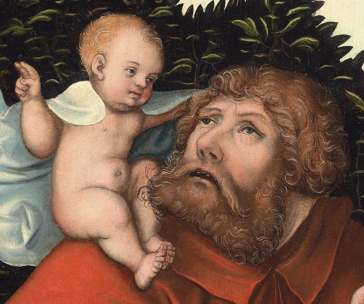 Saint Christopher bærer Kristusbarnet (detalj) (olje på panel) av Lucas the Elder (workshop of) Cranach