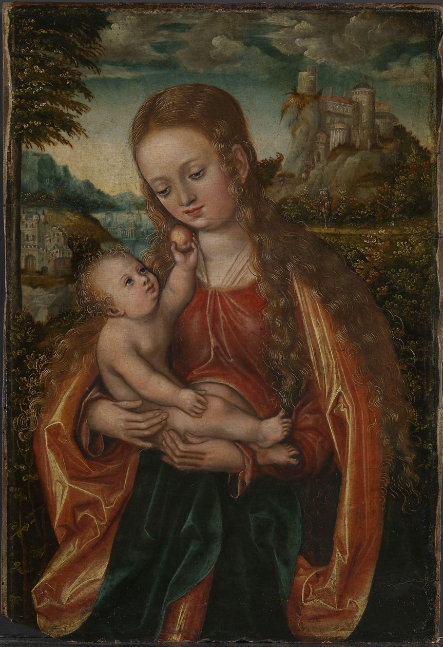 The Virgin and Child, ca. 1518 (olje på tre) av Lucas the Elder (workshop of) Cranach