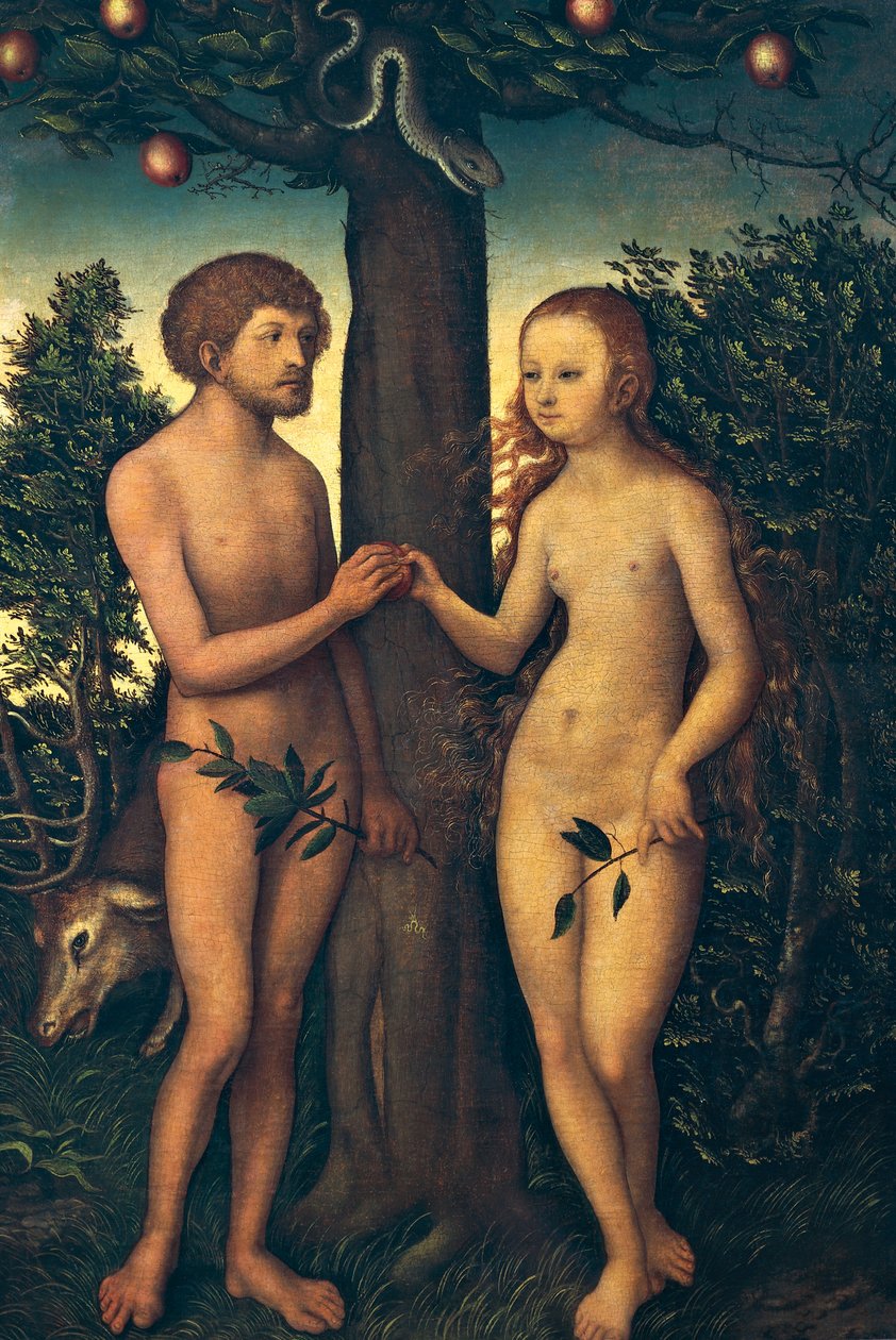 Adam og Eva, av Lucas Cranach Elder (1472-1553) av Lucas the Elder Cranach