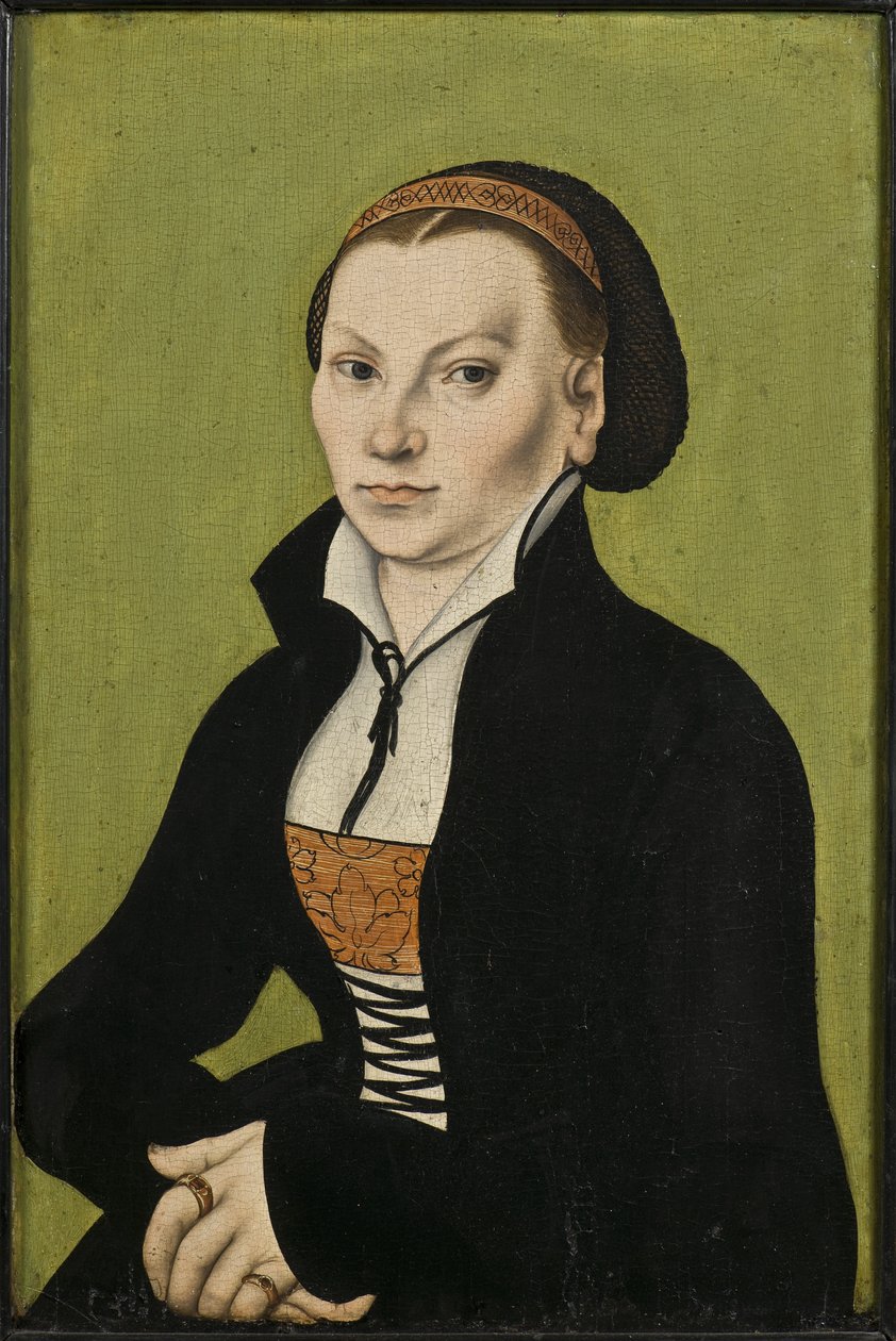 Catherine de Bore, epouse av Martin Luther - Portrett av Katharina Luther, født Katharina von Bora (1499-1552), av Cranach, Lucas, den eldste (1472-1553). Olje på tre av Lucas the Elder Cranach