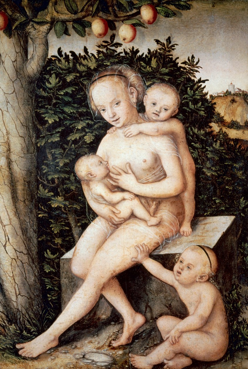 Charite. Maleri av Lucas Cranach den eldre (1472-1553). Olje på tre, ca 1537, renessanse. Royal Museum of Fine Arts i Antwerpen (Belgia). av Lucas the Elder Cranach