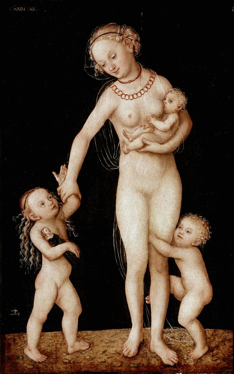 Veldedighetsmaleri av Lucas Cranach den eldste (1472-1553) Søn. 56x36 cm London, Nasjonalgalleriet av Lucas the Elder Cranach