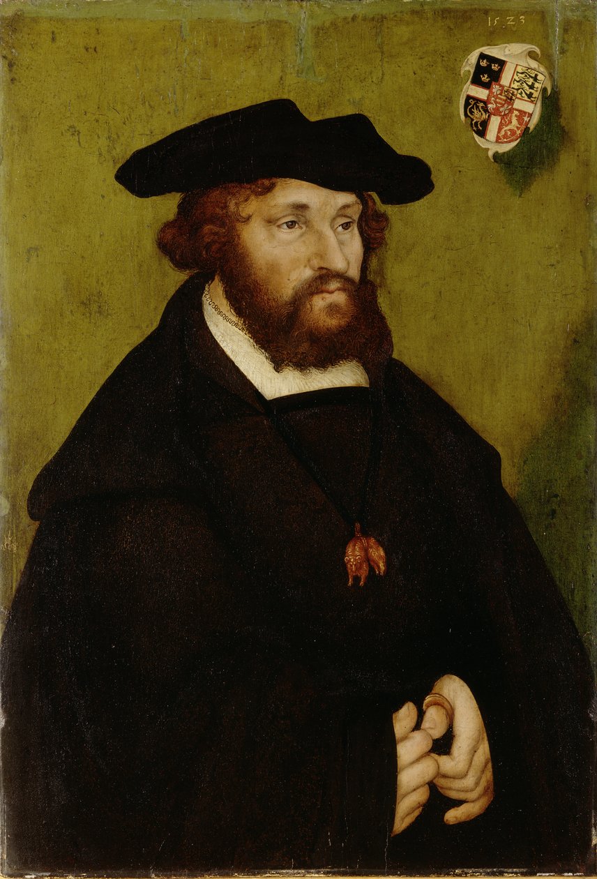 Christian II de Danemark, Norvege et Suede - Portrett av kong Christian II av Danmark (1481-1559), av Cranach, Lucas, den eldste (1472-1553). Olje på tre av Lucas the Elder Cranach