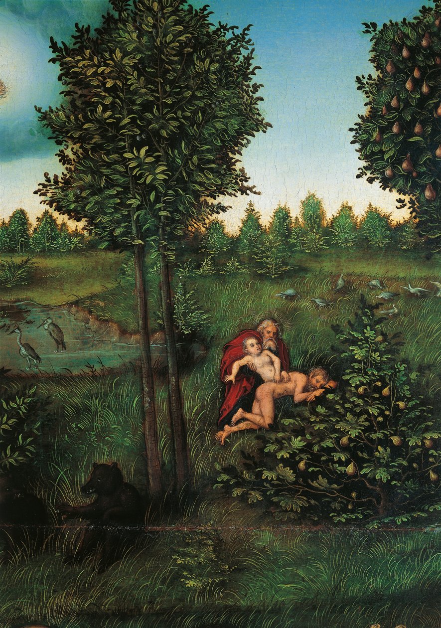 Detalj av paradis, ca. 1530 (olje på panel) av Lucas the Elder Cranach