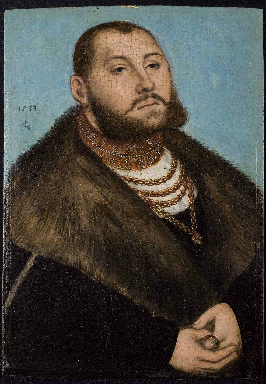 Jean-Frederic (Jean Frederic) Ier de Saxe dit le Magnanime- John Frederick I, kurfyrst av Sachsen (1503-1554) - Cranach, Lucas, den eldste (1472-1553) - 1533 - Olje på tre - 20x14 - Museo del Prado , Madrid av Lucas the Elder Cranach