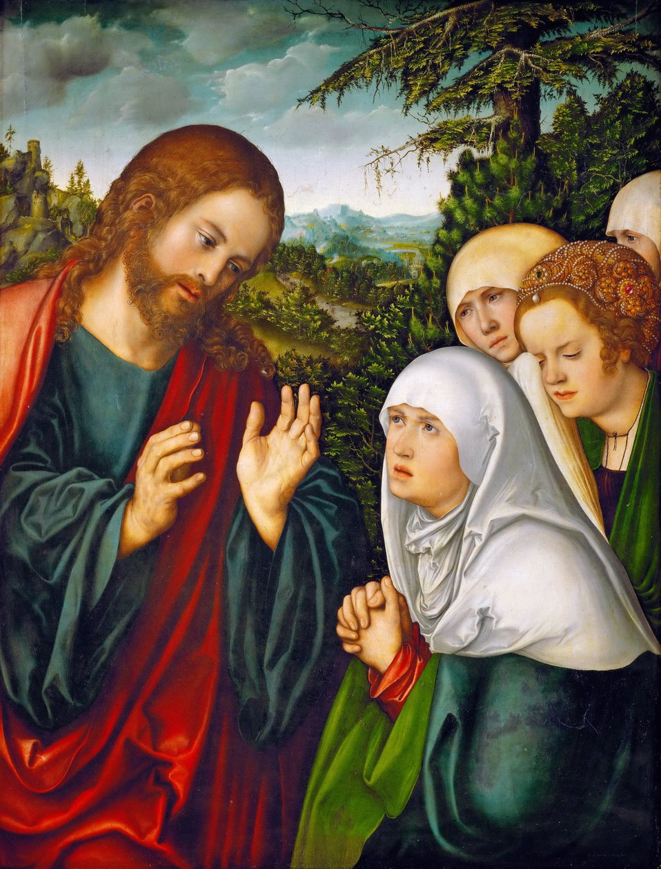 Les adieux du Christ a sa mere - Kristi farvel til de hellige kvinner - Lucas Cranach, den eldste (1472-1553). Olje på tre, ca. 1520. Dimensjon : 110x83,5 cm. Kunsthistorisk museum, Vienne av Lucas the Elder Cranach