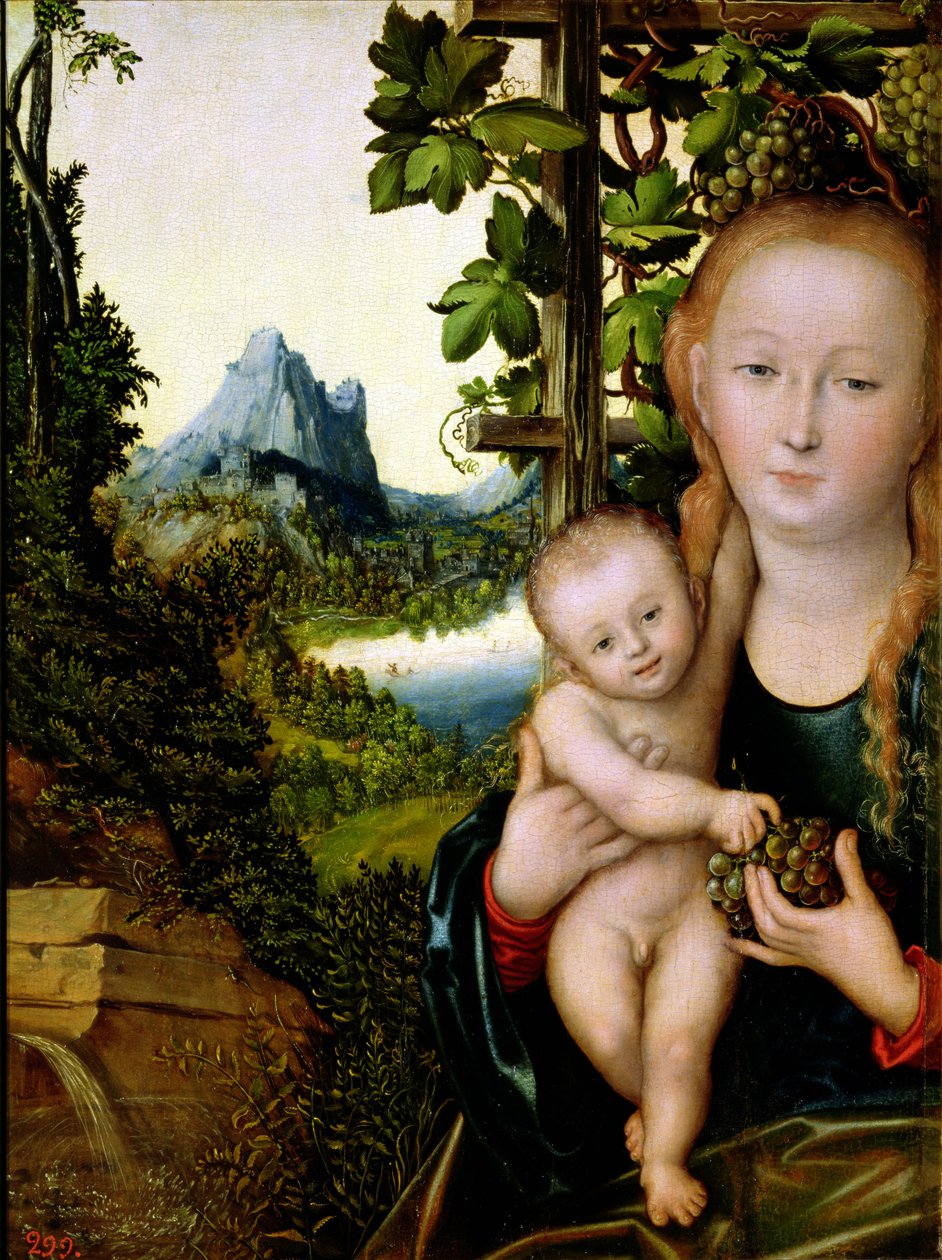 Madonna og barn, ca. 1525 (olje på tre) av Lucas the Elder Cranach