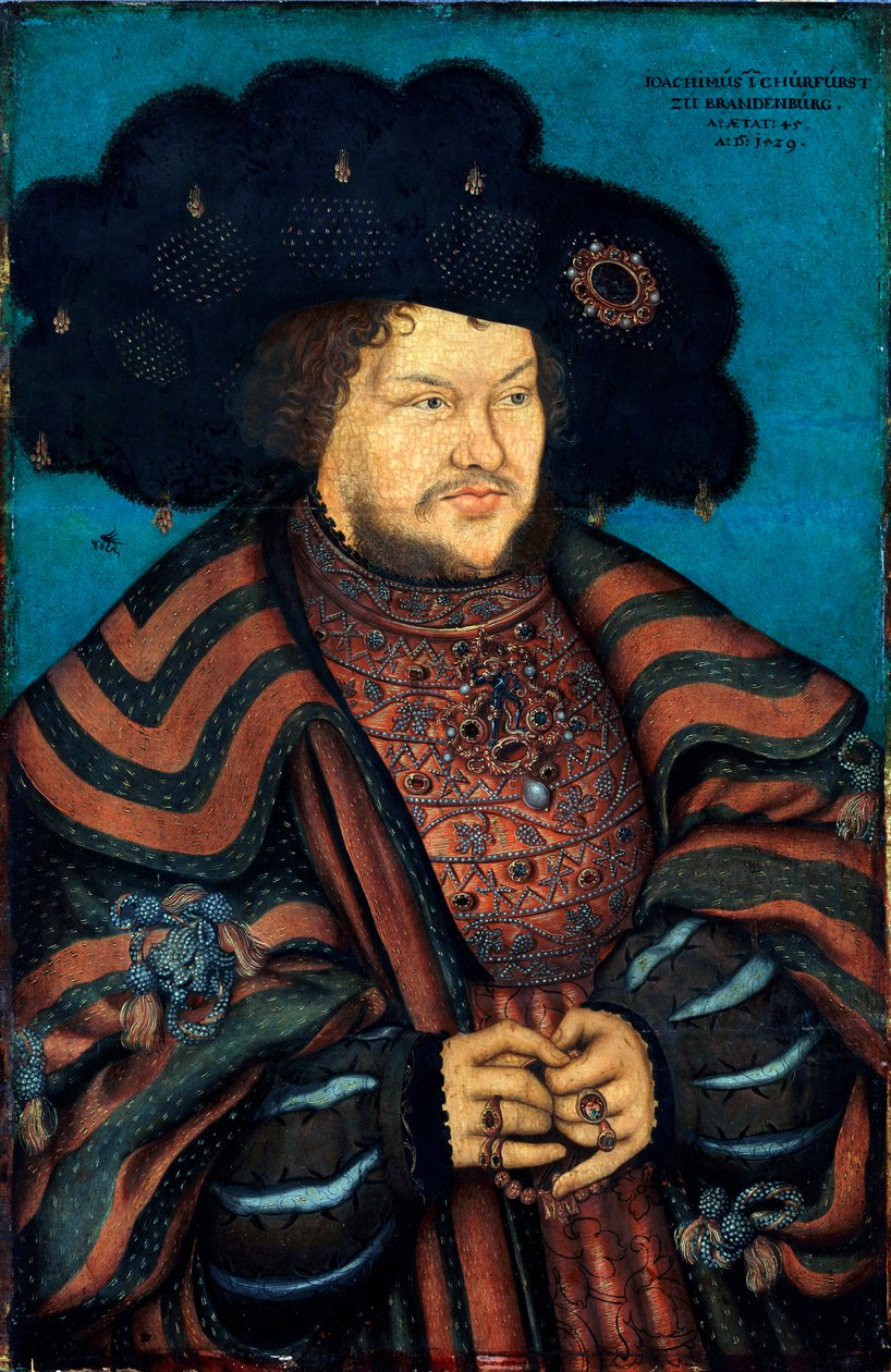 "" Portrett av Joachim Ier Nestor de Brandebourg "" (Portrett av Joachim I Nestor (1484-1535), kurfyrst av Brandenburg) Maleri av Lucas Cranach l