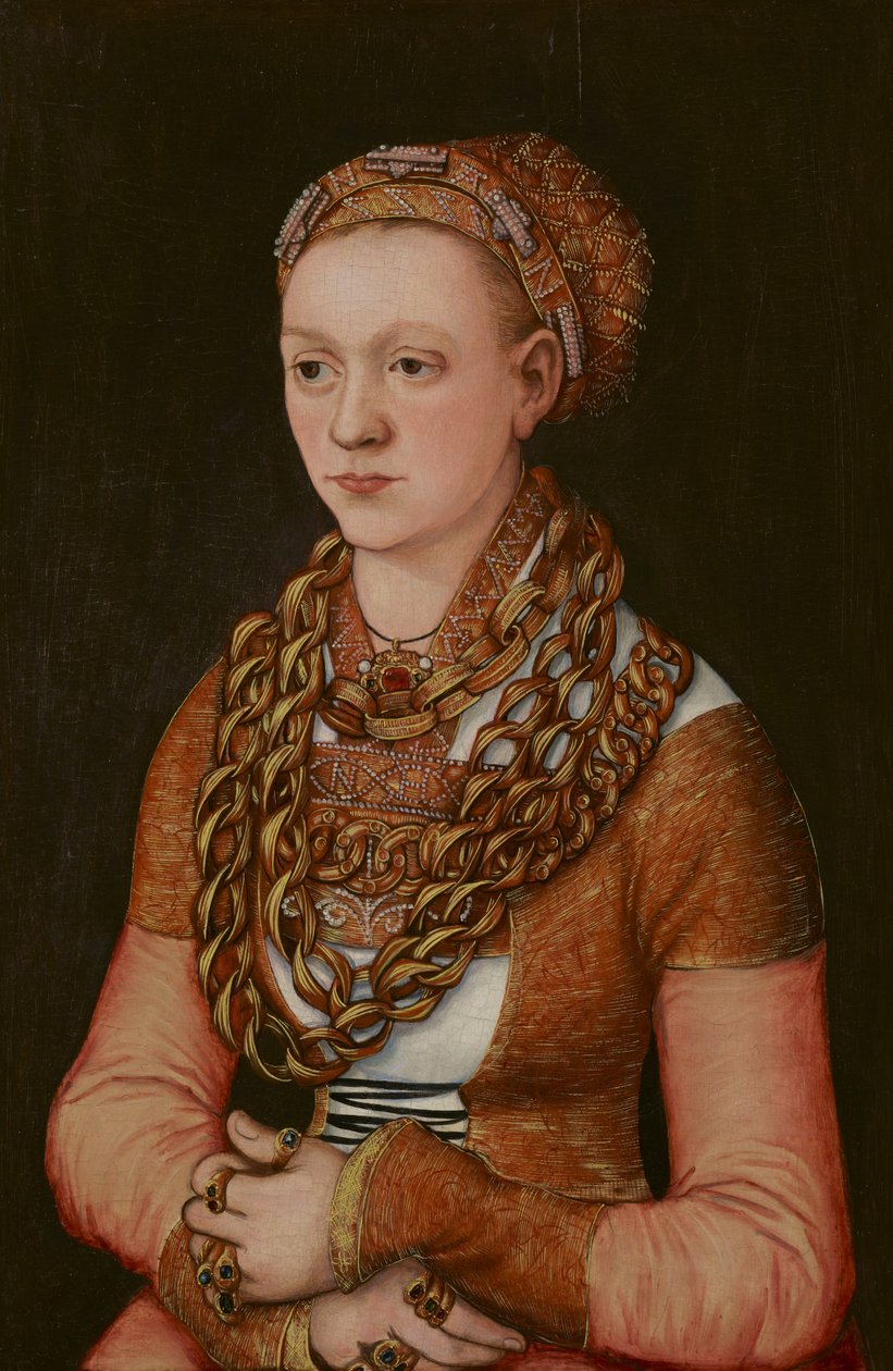 Portrett av Anna Buchner, født Lindacker, ca. 1520 (olje på panel) (se også 3710993) av Lucas the Elder Cranach