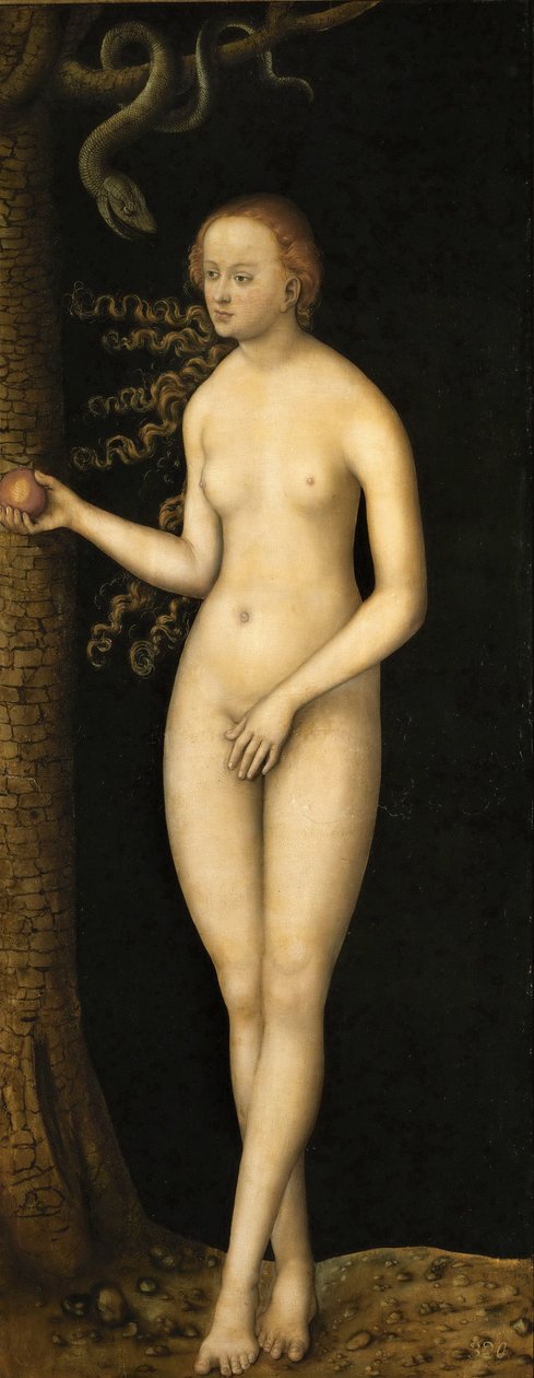 Renaissance: The Fall of Man: Eve par Cranach, Lucas, the Elder (1472-1553), ca 1510-1520. Olje på tre av Lucas the Elder Cranach