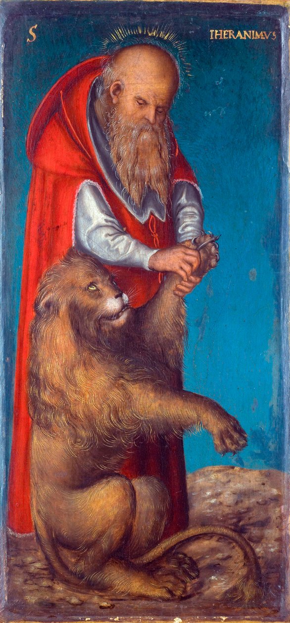""Saint Jerome"" Maleri av Lucas Cranach den eldre (1472-1553) - 1515 - Olje på tre Dim 24,5x11,5 cm kunsthistorisk museum, Wien av Lucas the Elder Cranach