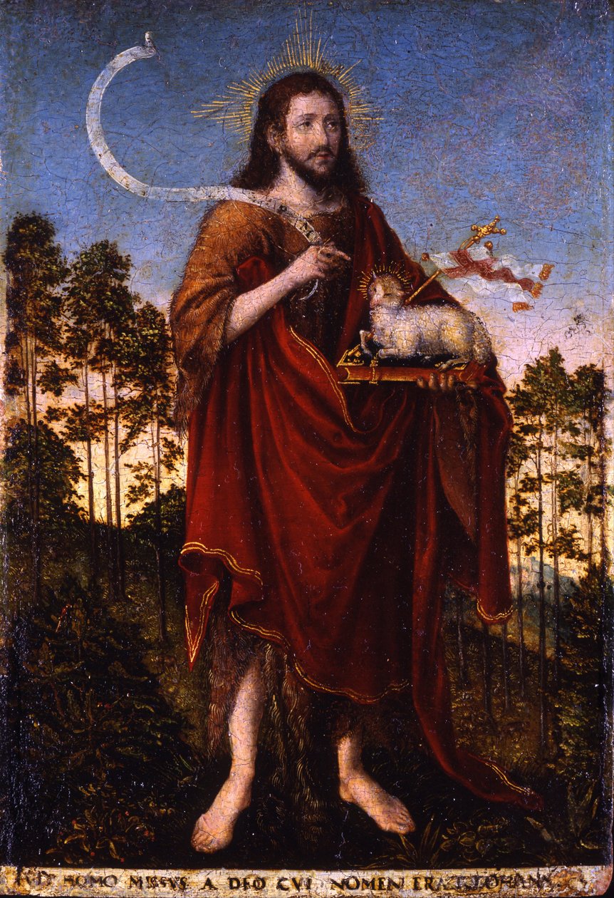 Døperen Johannes - Cranach, Lucas, den eldste (1472-1553) - 1550-1552 - Olje på tre - 183x125 - Museo Poldi Pezzoli, Milano av Lucas the Elder Cranach