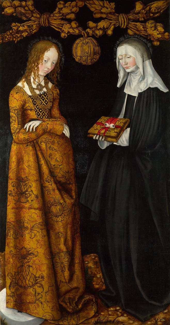Saint Christine og Saint Odile. Maleri av Lucas Cranach den eldre (1472-1553), olje på tre av Lucas the Elder Cranach