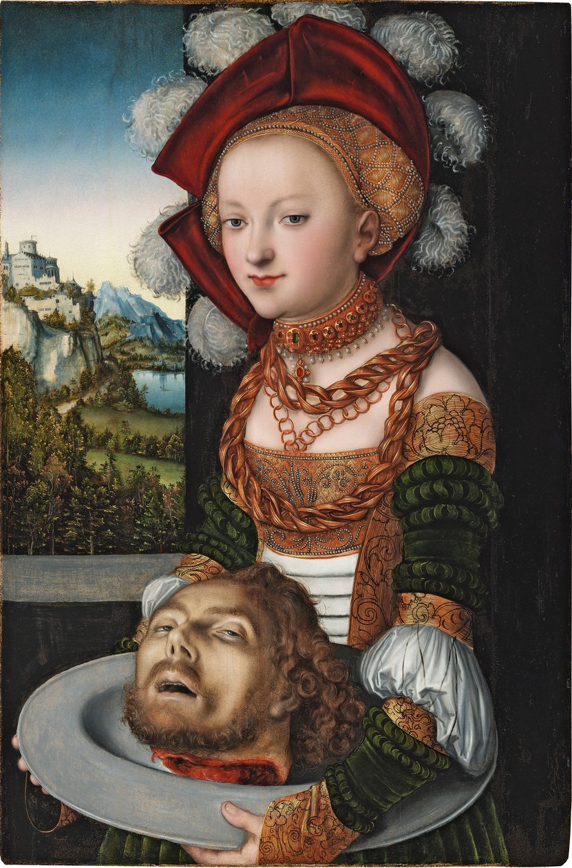 Salome avec la tete de Saint Jean Baptiste - Salome med hodet til døperen Johannes, av Cranach, Lucas, den eldste (1472-1553). Olje på tre, ca. 1527-1530. Dimensjon: 88,4x58,3 cm. Szepmuveszeti Muzeum, Budapest av Lucas the Elder Cranach