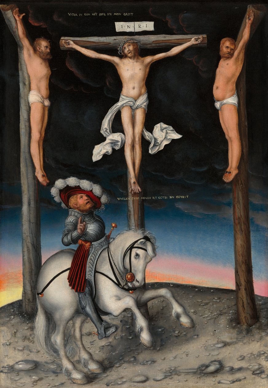 Korsfestelsen med den omvendte centurion av Lucas the Elder Cranach