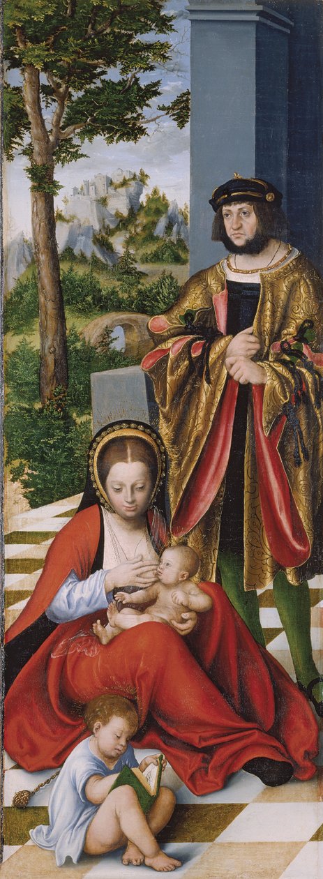 Det hellige slektskap (såkalt Torgau-altertavle) venstre panel av Lucas the Elder Cranach