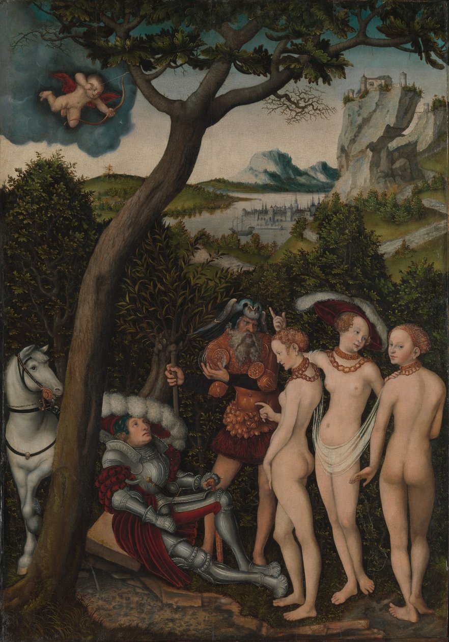 The Judgment of Paris, ca. 1528 (olje på bøk) av Lucas the Elder Cranach