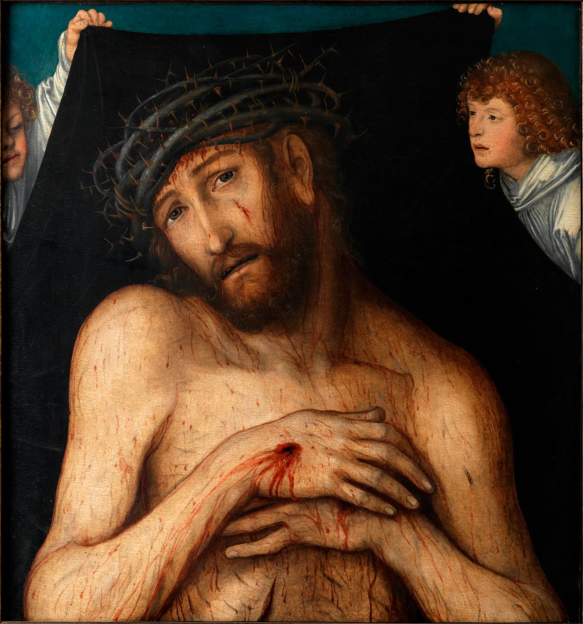 The Man of Sorrows, av Cranach, Lucas, the Elder (1472-1553). Olje på tre, ca 1515. Klassik Stiftung Weimar av Lucas the Elder Cranach