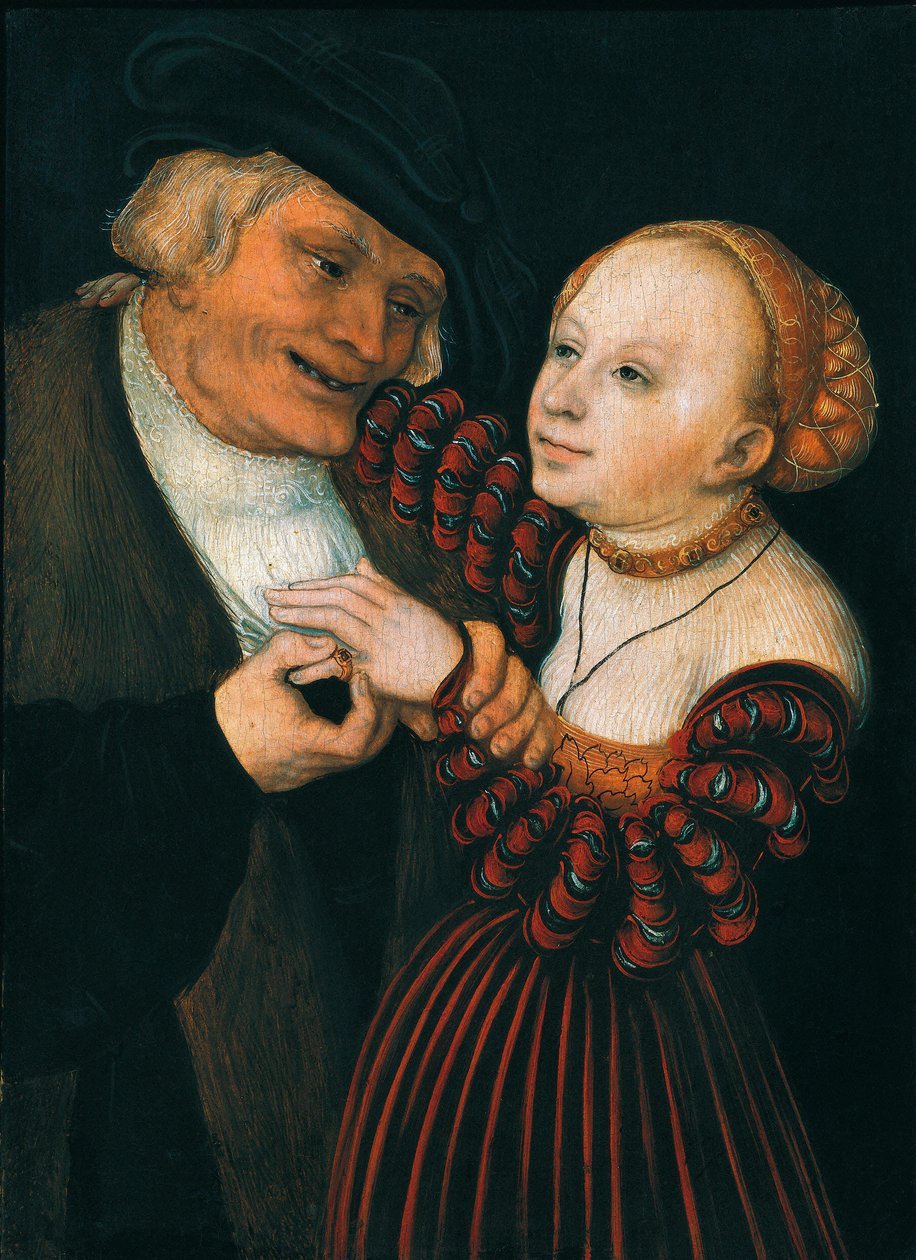 The Old Man and the Young Woman, ca. 1530 (olje på lerret) av Lucas the Elder Cranach