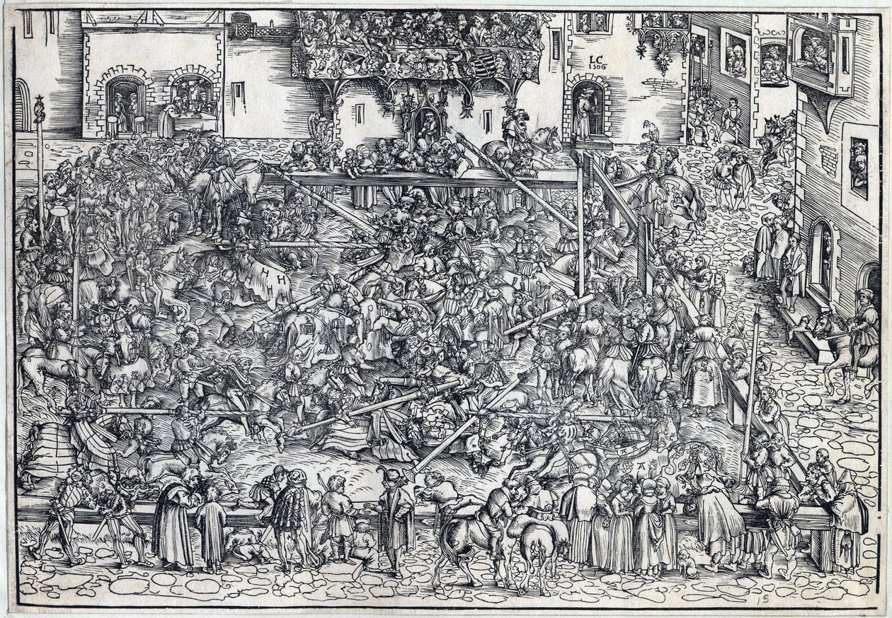 Tournoi - Turnering - Cranach, Lucas, den eldste (1472-1553) - 1509 - Tresnitt - 26,4x38 - Privat samling av Lucas the Elder Cranach