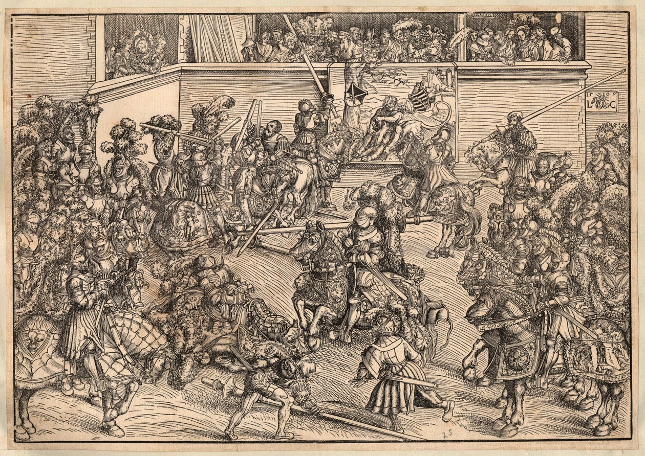 Tournoi - Turnering - Cranach, Lucas, den eldste (1472-1553) - 1509 - Tresnitt - 29,8x42,7 - Privat samling av Lucas the Elder Cranach