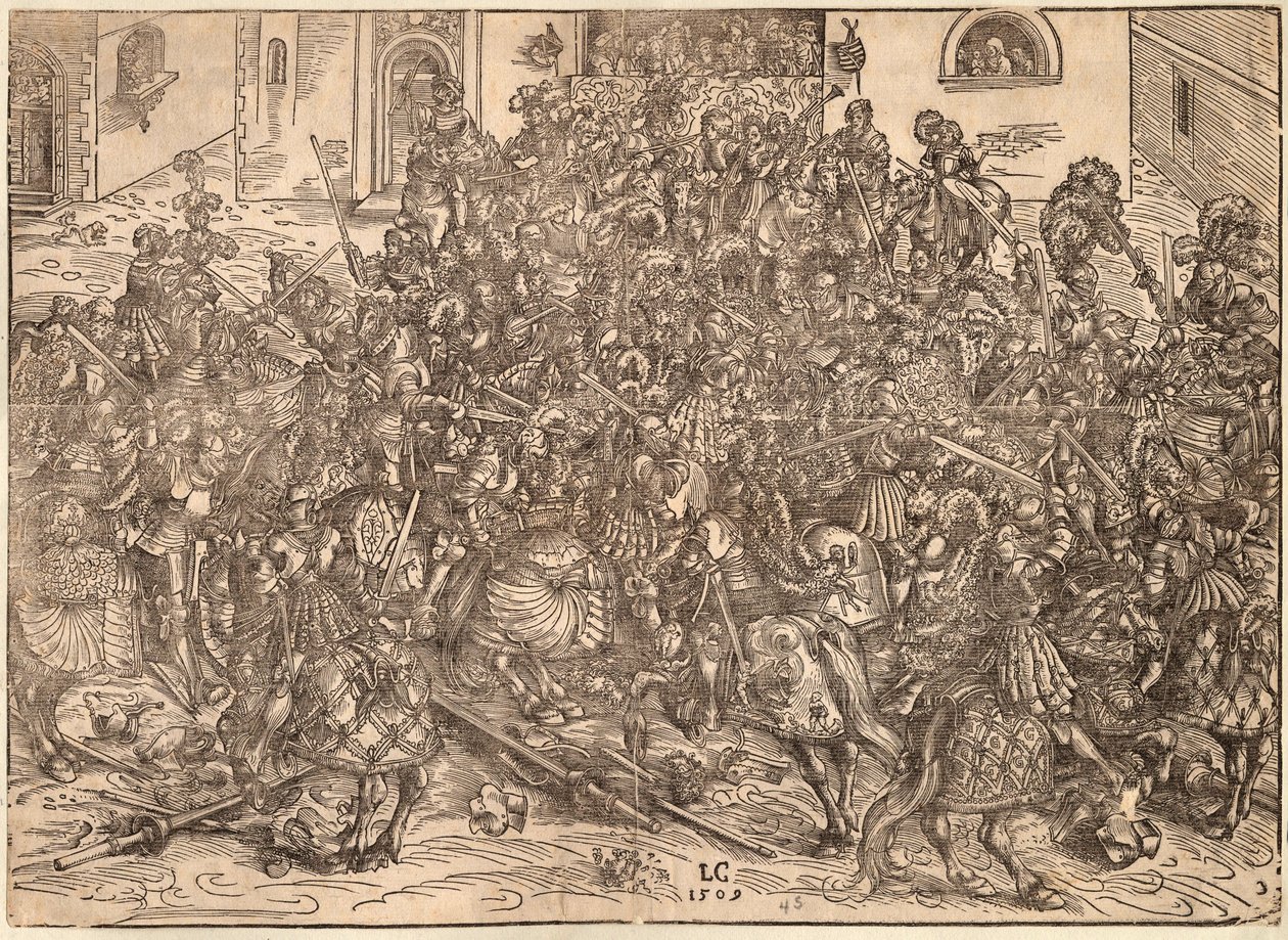 Tournoi - Turnering - Cranach, Lucas, den eldste (1472-1553) - 1509 - Tresnitt - 29,9x41,5 - Privat samling av Lucas the Elder Cranach