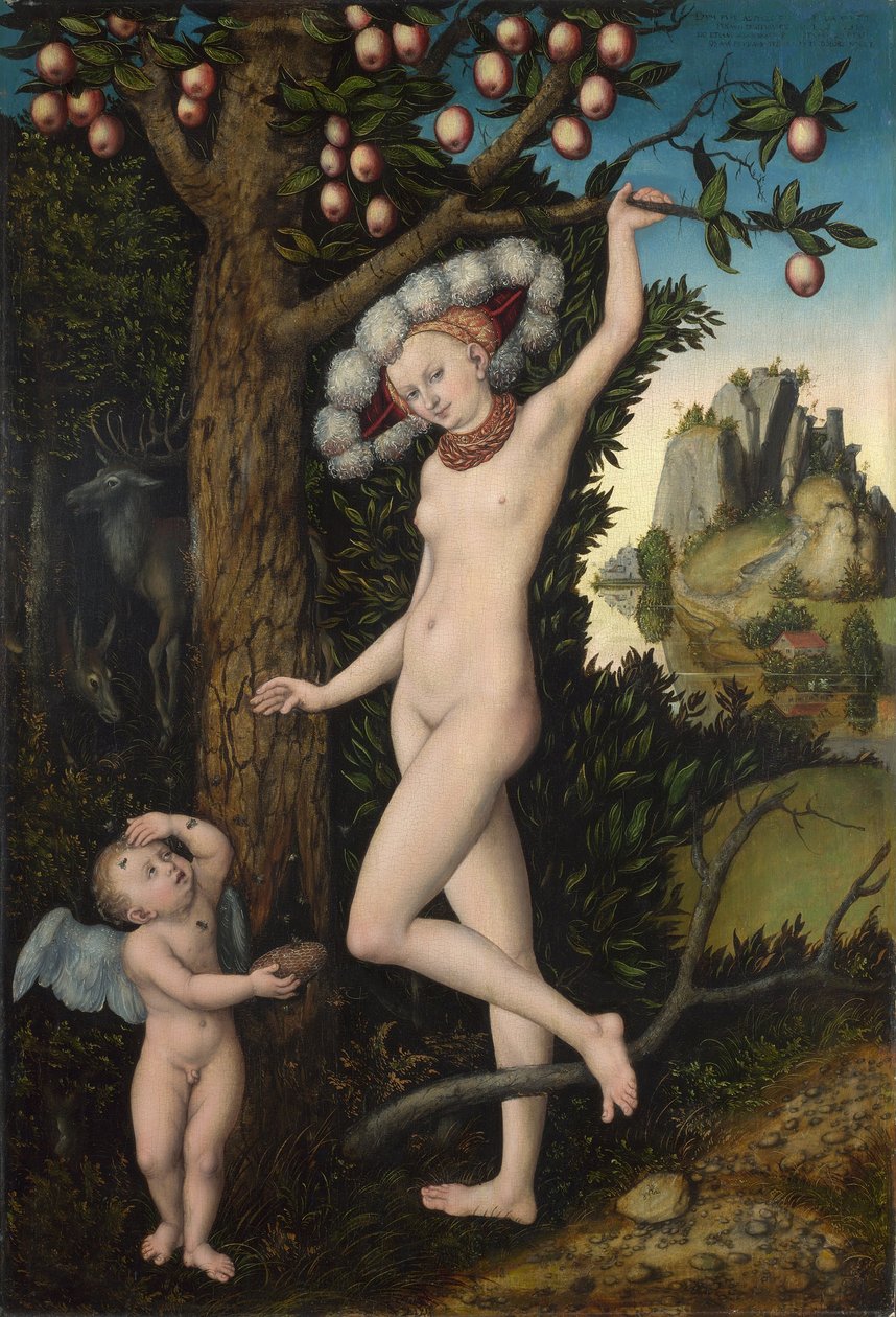 Venus og Amor, ca. 1525 (olje på tre) av Lucas the Elder Cranach