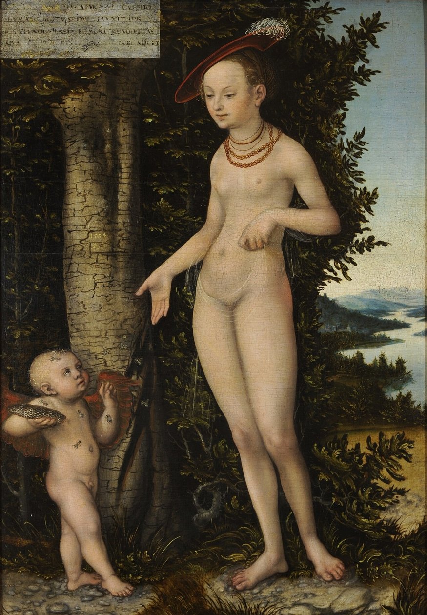 Venus med Cupid, honningtyven av Lucas the Elder Cranach