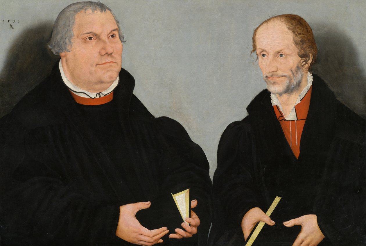 Martin Luther (1483-1546) og Philipp Melanchthon (1497-1560) av Lucas the Younger Cranach