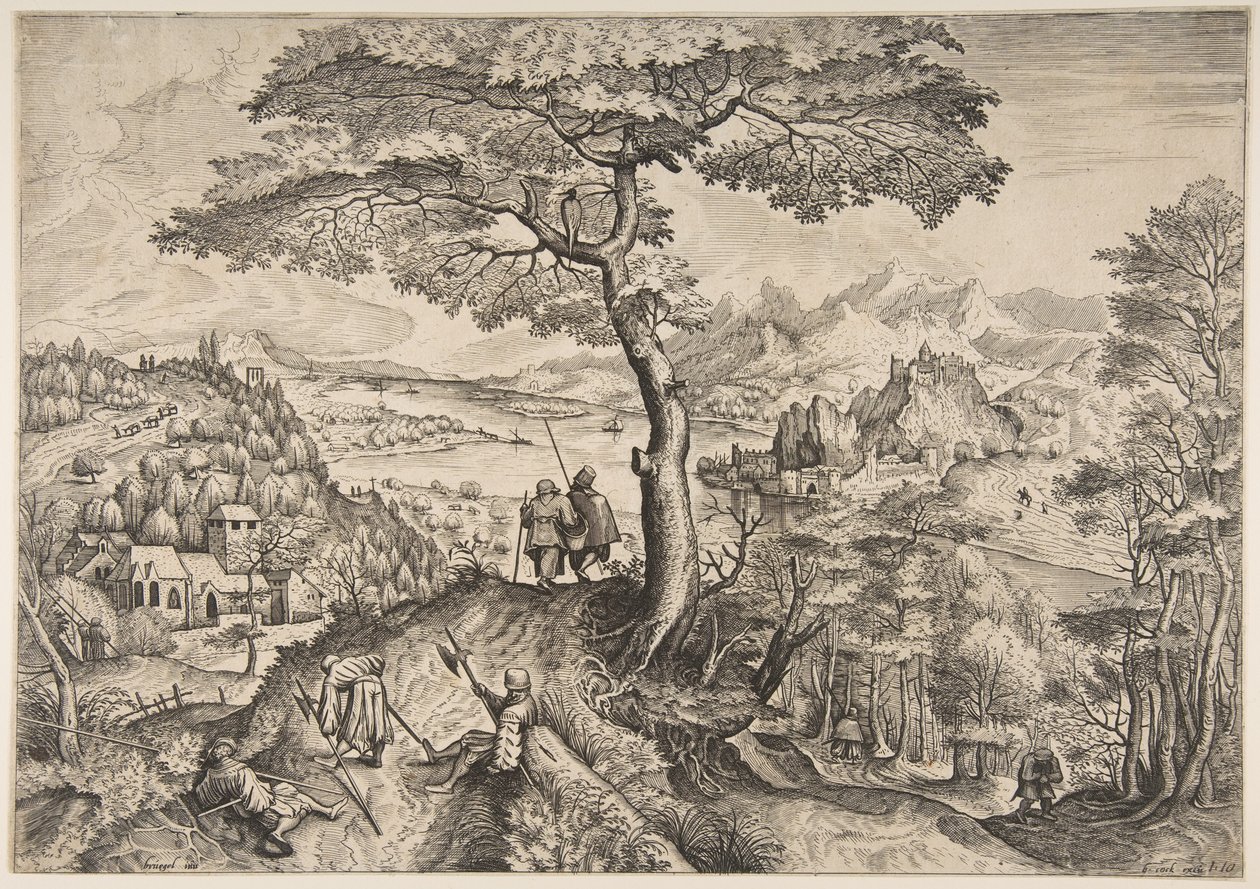 Soldiers at Rest Milites Requiescentes fra The Large Landscapes, ca. 1555-56 av Lucas van Doetecum