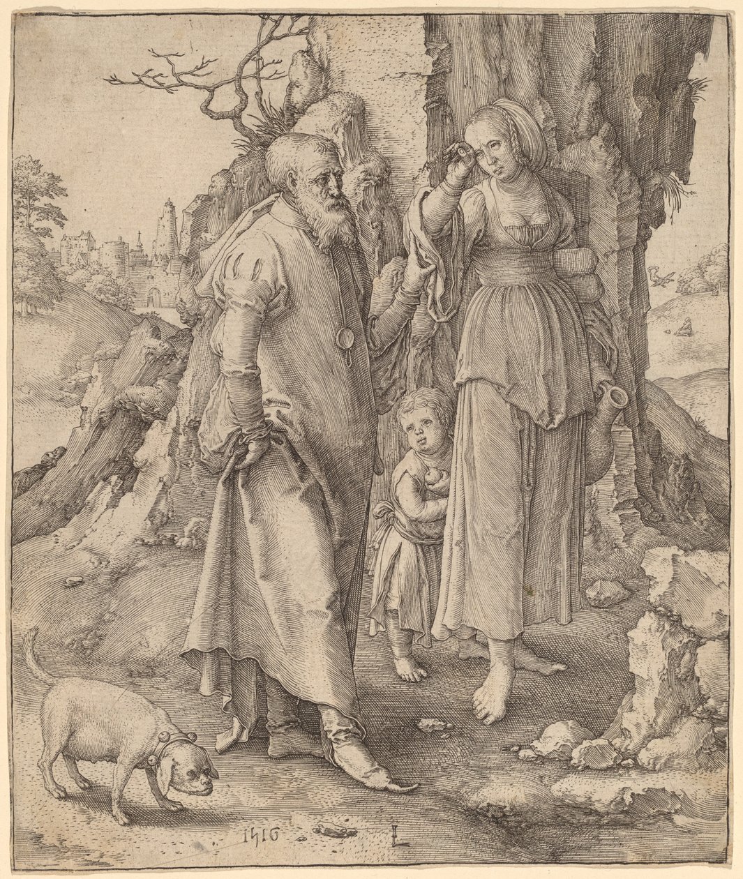 Abraham avviser Hagar av Lucas van Leyden