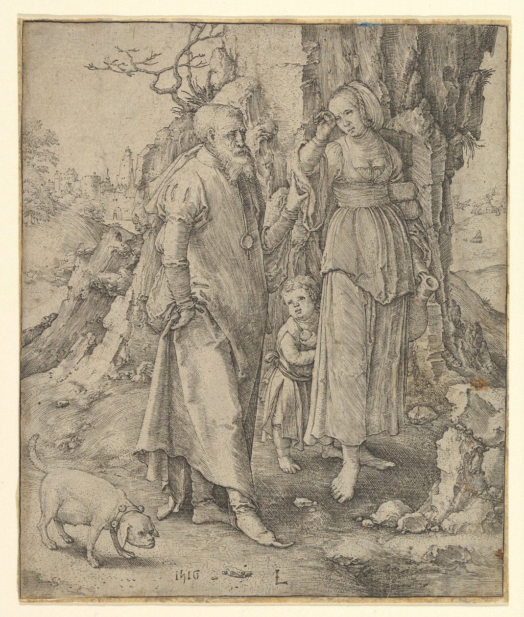 Abraham sender Hagar bort, 1516. av Lucas van Leyden