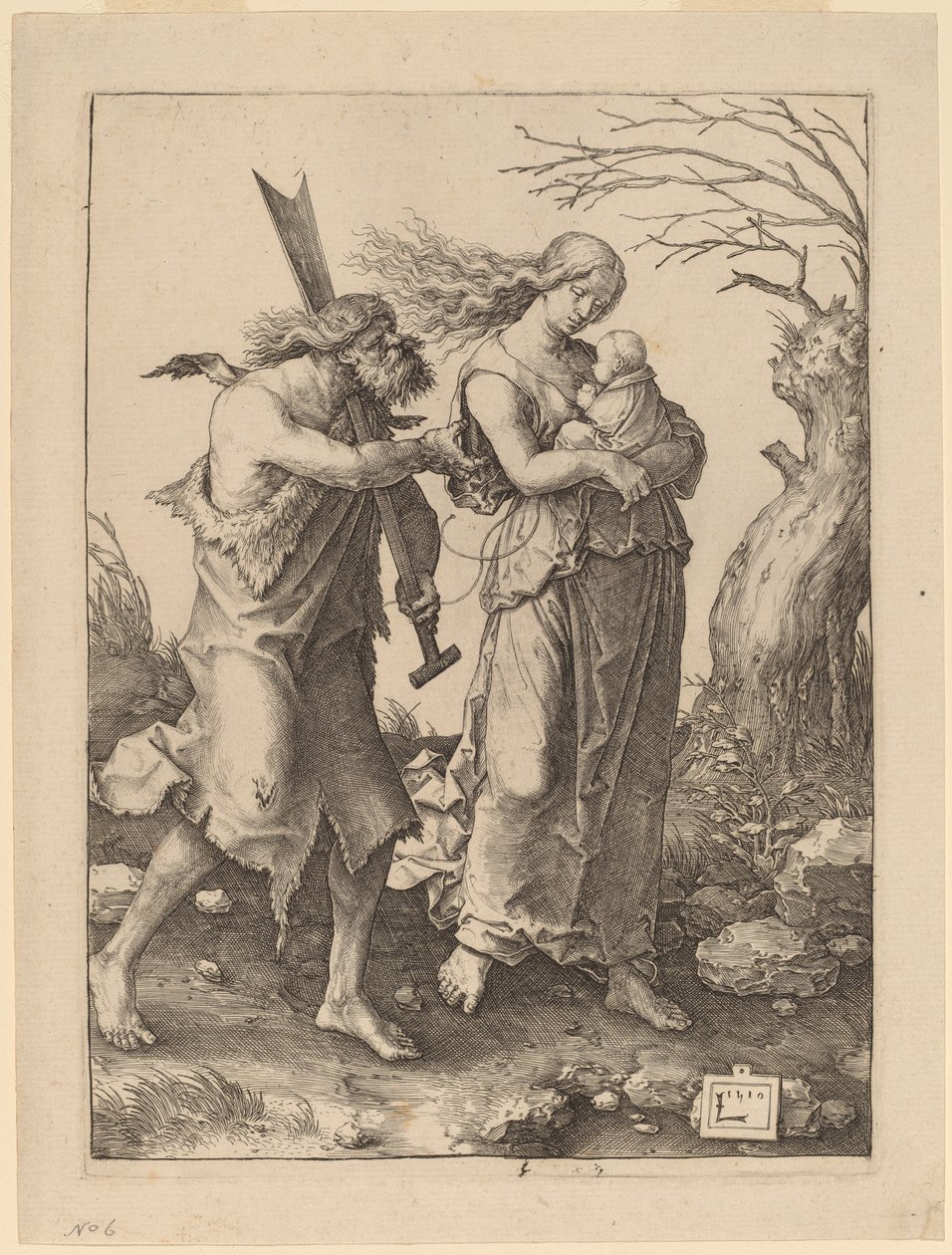 Adam og Eva etter deres utvisning fra paradiset av Lucas van Leyden