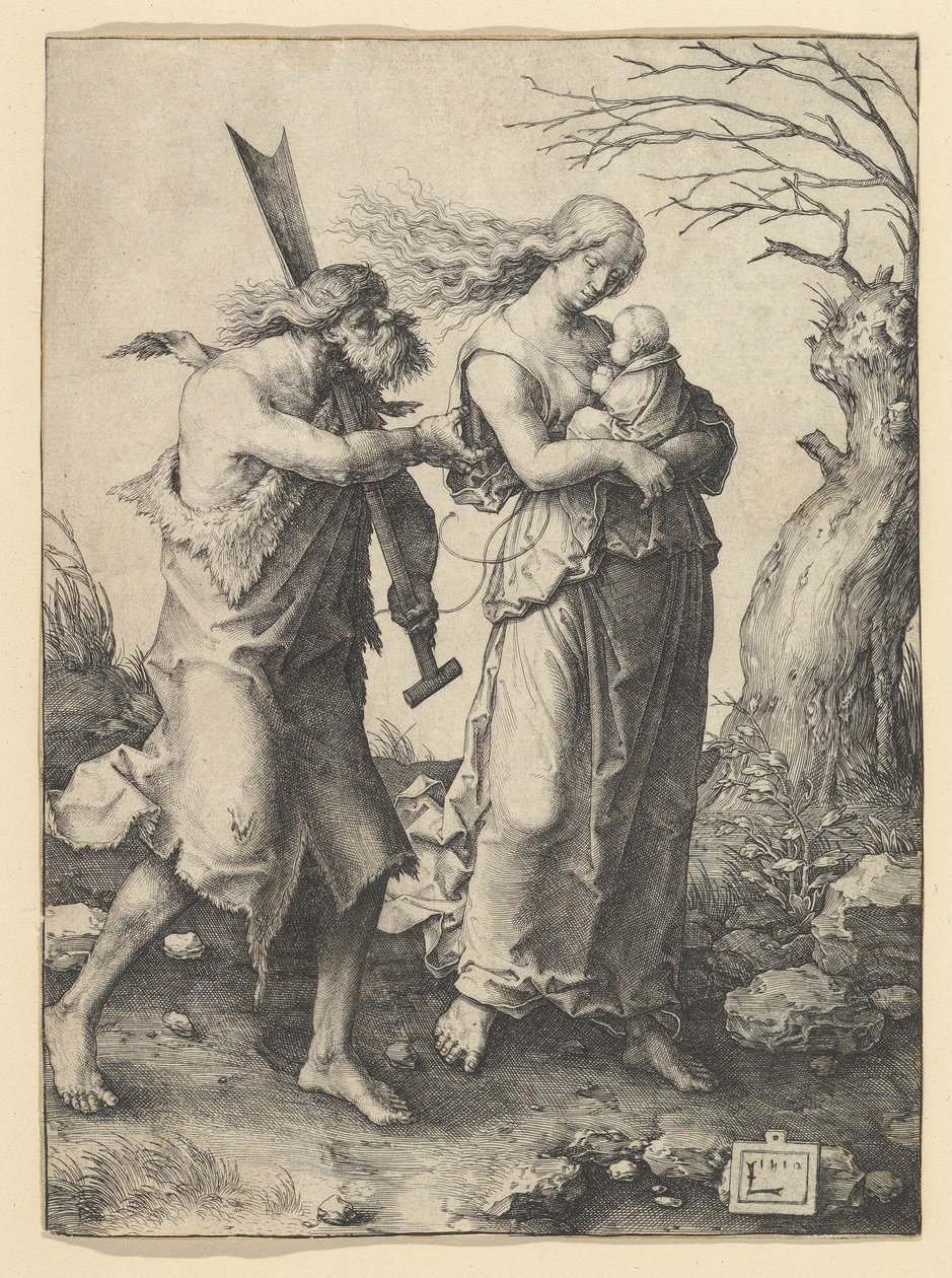Adam og Eva etter utvisningen, 1510. av Lucas van Leyden