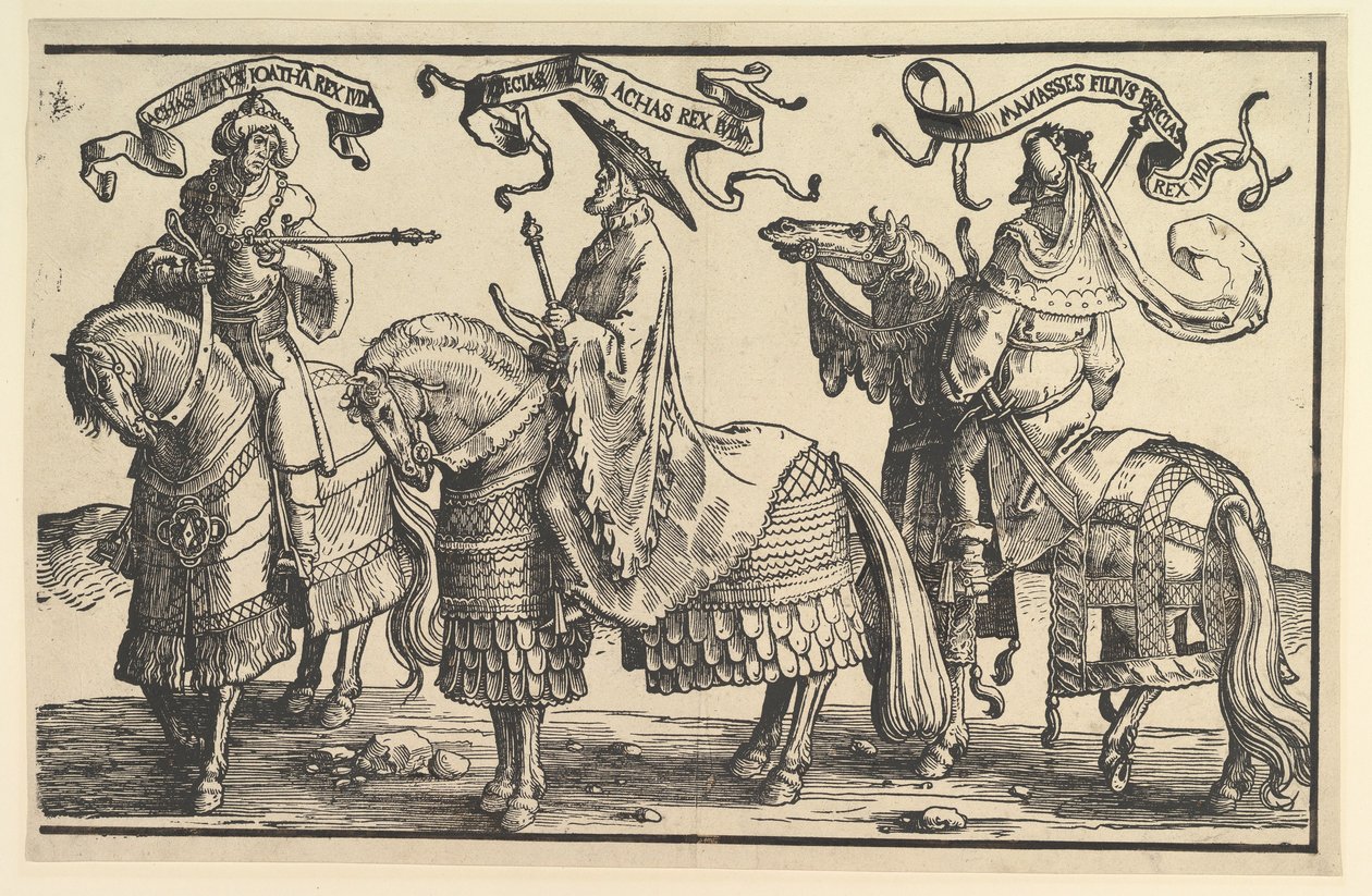 Akas, Hiskia, Manasse, fra Israels tolv konger, ca. 1520. av Lucas van Leyden