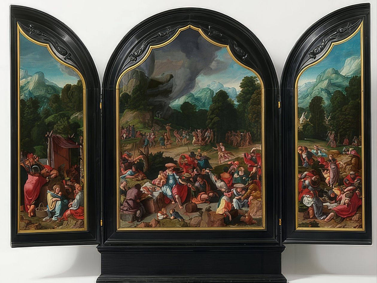 Tilbedelse av gullkalven. Rundt 1530 av Lucas van Leyden