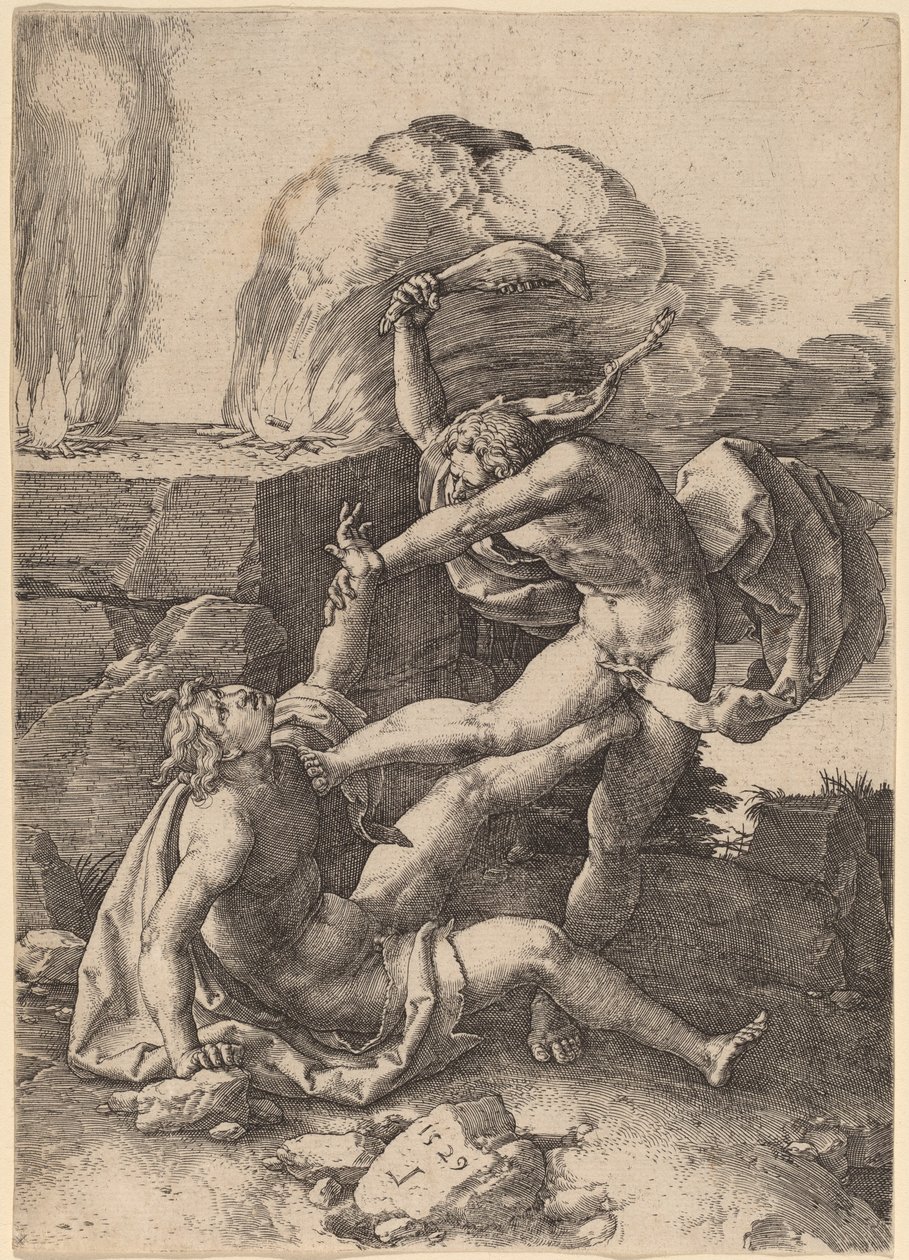 Kain dreper Abel av Lucas van Leyden