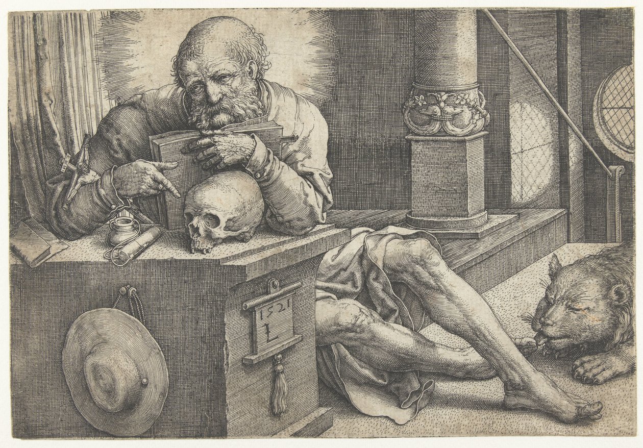 Saint Hieronymus i sitt arbeidsrom av Lucas van Leyden