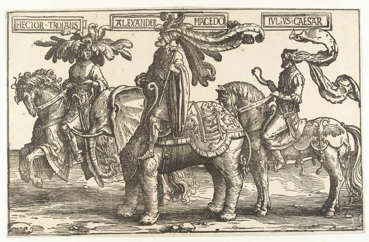Heltene Hector av Troja, Alexander den store og Julius Cæsar The Nine Heroes (serietittel) av Lucas van Leyden