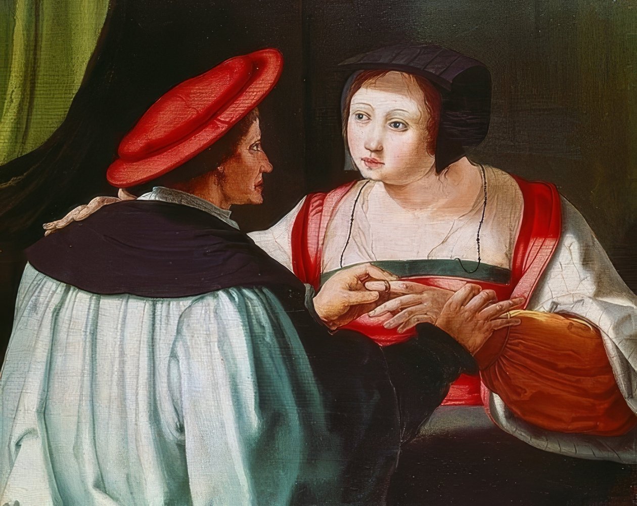 Forlovelsen. Rundt 1530 av Lucas van Leyden