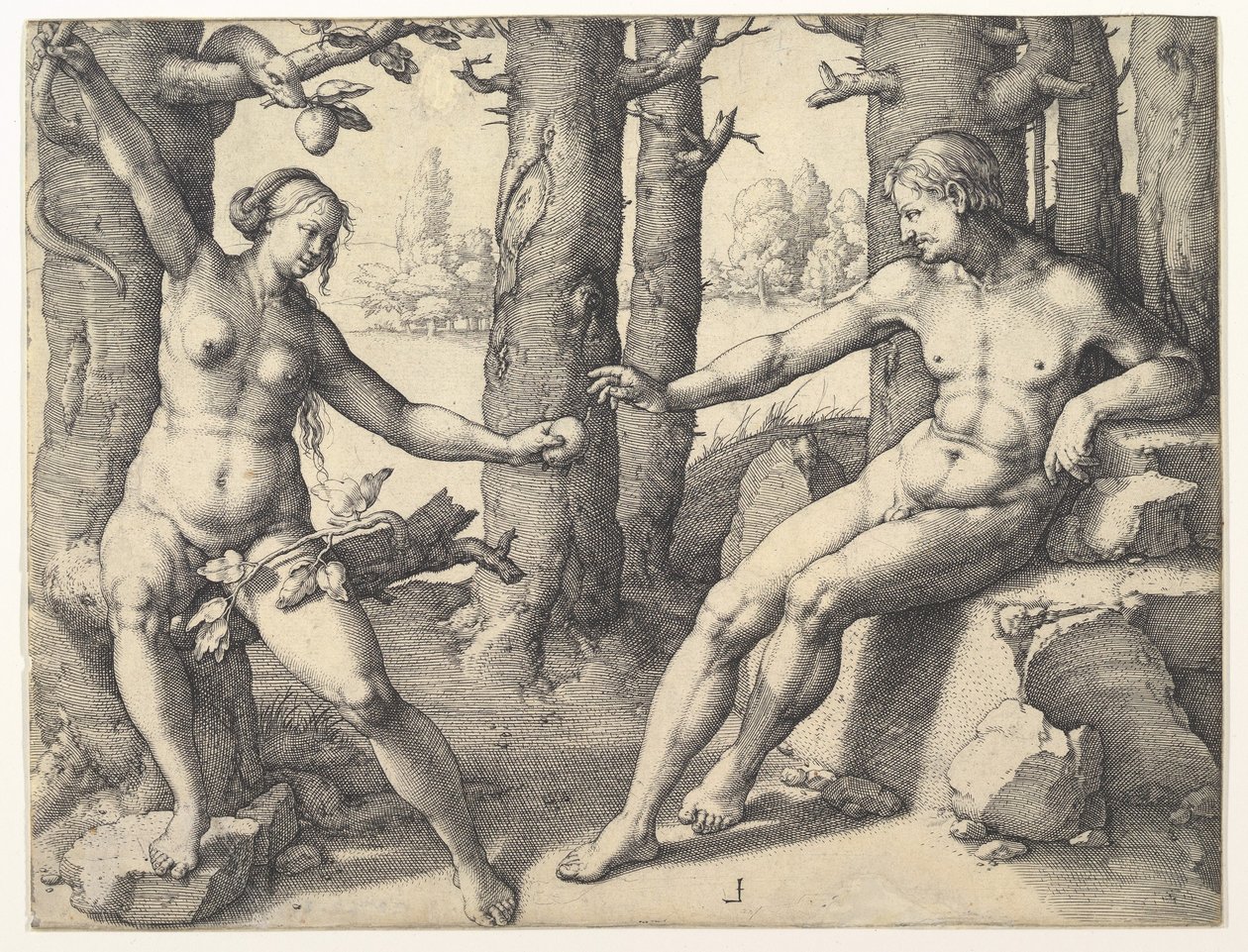 Menneskets fall, 1530. av Lucas van Leyden