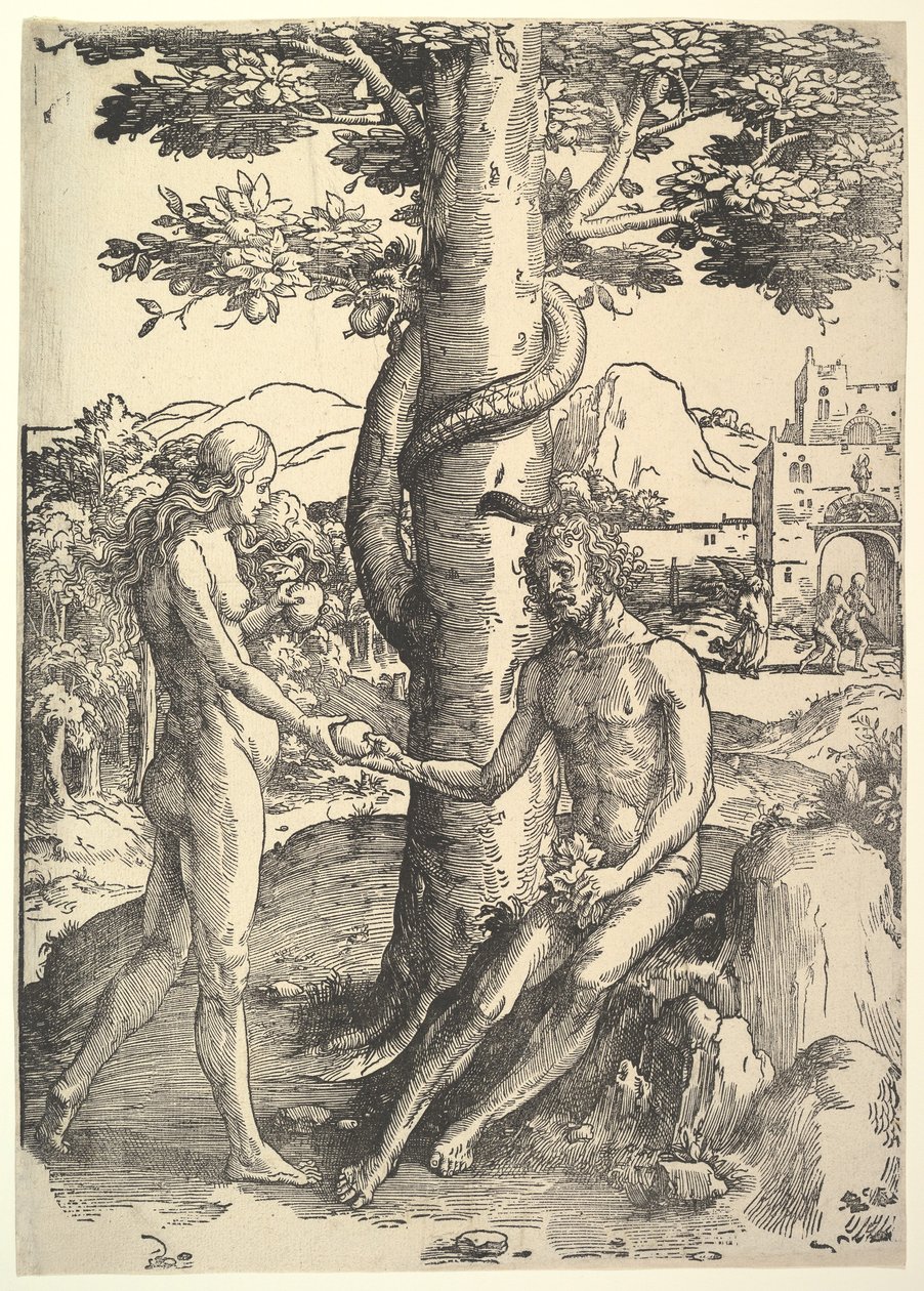 Menneskets fall, Adam og Eva, ca. 1514. av Lucas van Leyden