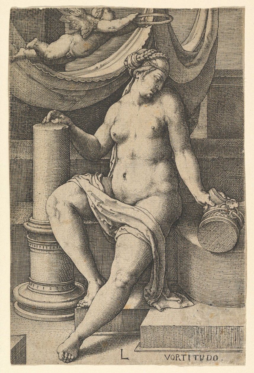Fortitude, fra serien The Seven Virtues, 1530. av Lucas van Leyden