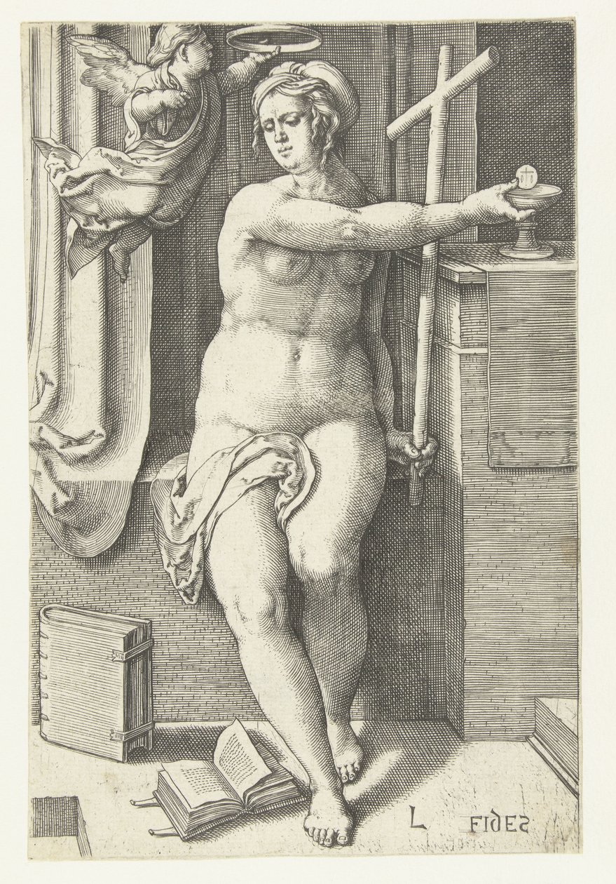Tro Fides (tittel på objekt) Seven Virtues (serietittel) av Lucas van Leyden